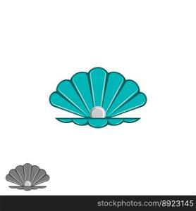 Shell pearl logo open seashell with a pearl vector image