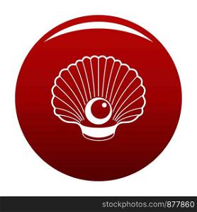 Shell with pearl icon. Simple illustration of shell with pearl vector icon for any design red. Shell with pearl icon vector red