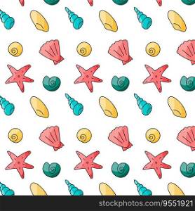 shells sea rest colorful beautiful bright pattern. Vector illustration