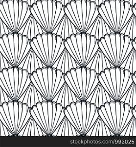Shells seamless pattern. Nautical coloring page background. Seashells pattern design in line art style. Shells seamless pattern. Nautical coloring page background. Seashells pattern design in line art style.