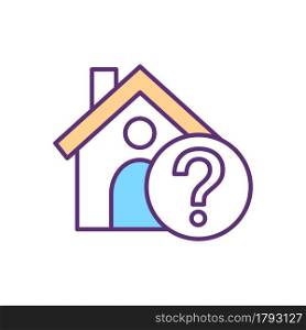 Shelter absence RGB color icon. Person has no home. Homeless. Human trade indicator. Awful living conditions. Sign of hardship. Isolated vector illustration. Simple filled line drawing. Shelter absence RGB color icon