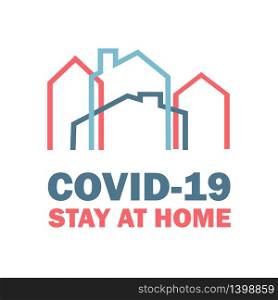 Shelter in place icon. Pandemic of coronavirus and social distancing symbol. Stay at home Covid-19 text and house logo. Self isolation in home poster, banner, card design, social media. Shelter in place icon. Pandemic of coronavirus and social distancing symbol. Stay at home Covid-19 text and house logo. Self isolation in home poster, banner, card design.