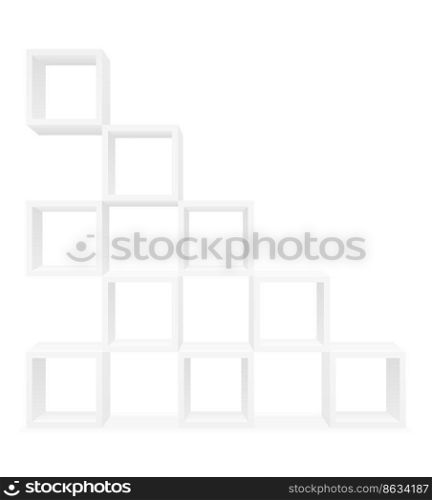 shelving rack for exhibition presentation or advertising of products and goods empty template for design stock vector illustration isolated on white background