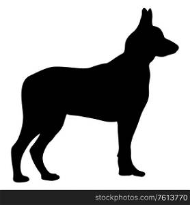 Shepherd dog black silhouette on white background.. Shepherd dog black silhouette on white background