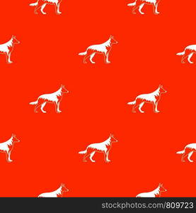 Shepherd dog pattern repeat seamless in orange color for any design. Vector geometric illustration. Shepherd dog pattern seamless