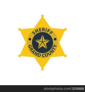 Sheriff badge icon. Flat color design. Vector illustration.