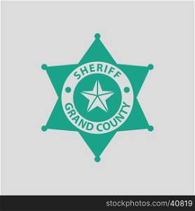 Sheriff badge icon. Gray background with green. Vector illustration.