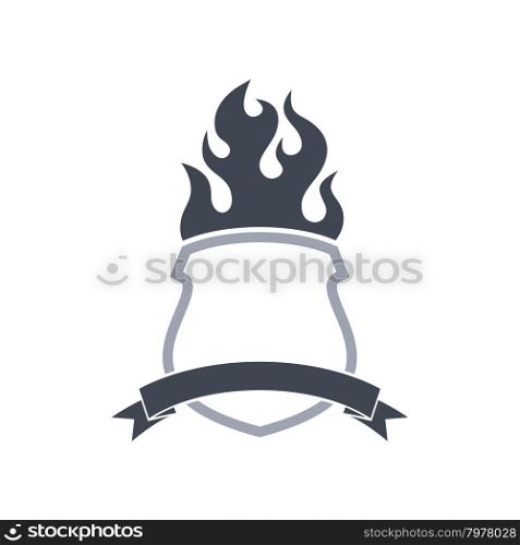 shield art with fire theme template. shield art with fire theme template vector illustration