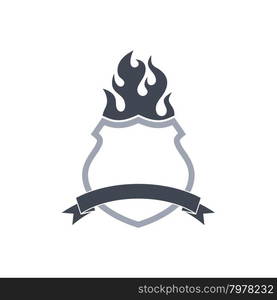 shield art with fire theme template. shield art with fire theme template vector illustration