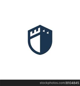 Shield castle logo design temp Royalty Free Vector Image