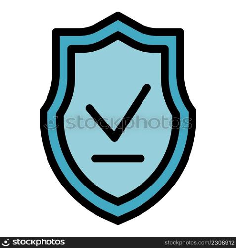Shield certificate icon. Outline shield certificate vector icon color flat isolated. Shield certificate icon color outline vector
