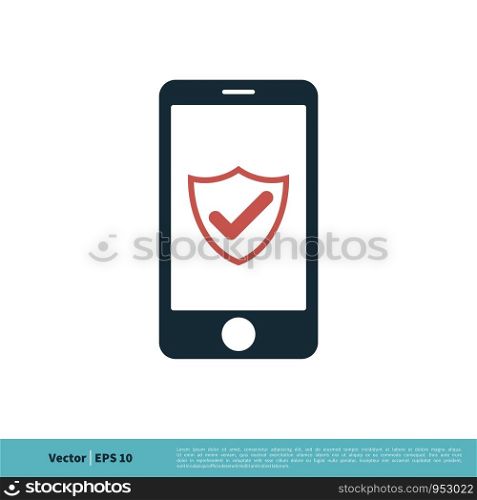Shield Check Mark Smartphone Icon Vector Logo Template Illustration Design. Vector EPS 10.