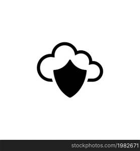 Shield Cloud, Data Protection. Flat Vector Icon illustration. Simple black symbol on white background. Shield Cloud, Data Protection sign design template for web and mobile UI element. Shield Cloud, Data Protection Flat Vector Icon