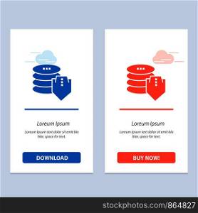 Shield, Dollar, Security, Secure Blue and Red Download and Buy Now web Widget Card Template