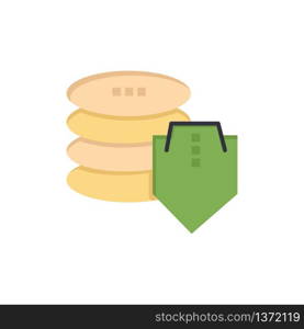 Shield, Dollar, Security, Secure Flat Color Icon. Vector icon banner Template