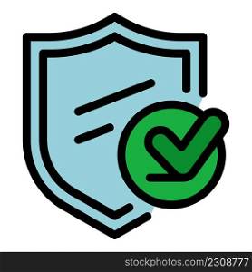 Shield done icon. Outline shield done vector icon color flat isolated. Shield done icon color outline vector