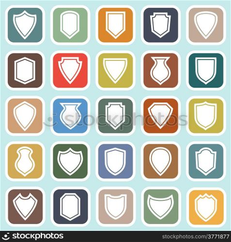 Shield flat icons on blue background, stock vector