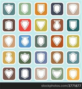Shield flat icons on blue background, stock vector