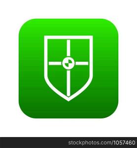 Shield for fight icon digital green for any design isolated on white vector illustration. Shield for fight icon digital green