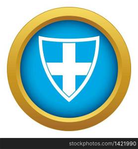 Shield for protection icon blue vector isolated on white background for any design. Shield for protection icon blue vector isolated
