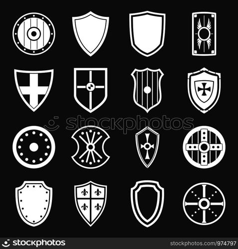 Shield frames icons set vector white isolated on grey background . Shield frames icons set grey vector