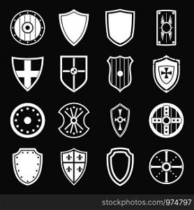 Shield frames icons set vector white isolated on grey background . Shield frames icons set grey vector