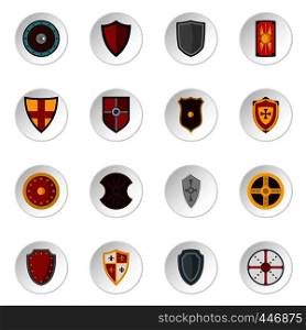 Shield frames set icons in flat style isolated on white background. Shield frames set flat icons