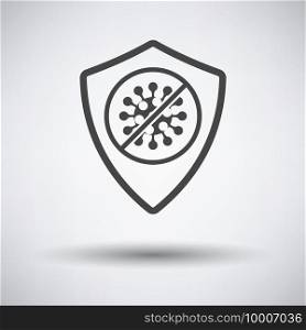 Shield From Coronavirus Icon. Dark Gray on Gray Background With Round Shadow. Vector Illustration.