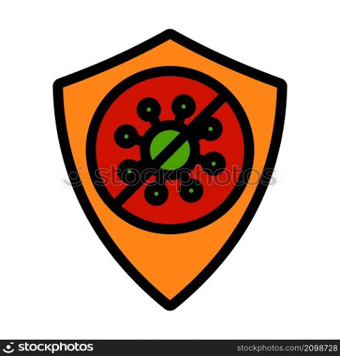 Shield From Coronavirus Icon. Editable Bold Outline With Color Fill Design. Vector Illustration.