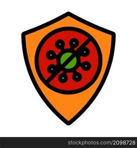 Shield From Coronavirus Icon. Editable Bold Outline With Color Fill Design. Vector Illustration.