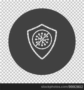 Shield From Coronavirus Icon. Subtract Stencil Design on Tranparency Grid. Vector Illustration.