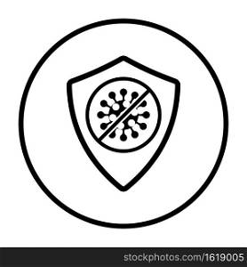 Shield From Coronavirus Icon. Thin Circle Stencil Design. Vector Illustration.