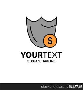 Shield, Guard, Safety, Secure, Security, Dollar Business Logo Template. Flat Color