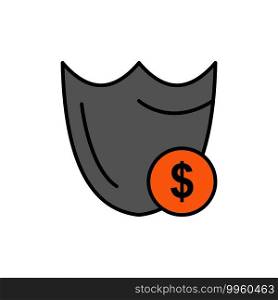 Shield, Guard, Safety, Secure, Security, Dollar  Flat Color Icon. Vector icon banner Template
