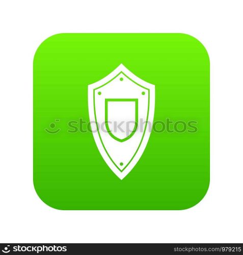 Shield icon digital green for any design isolated on white vector illustration. Shield icon digital green