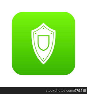 Shield icon digital green for any design isolated on white vector illustration. Shield icon digital green