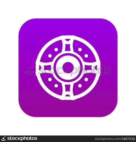 Shield icon digital purple for any design isolated on white vector illustration. Shield icon digital purple