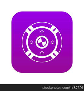 Shield icon digital purple for any design isolated on white vector illustration. Shield icon digital purple