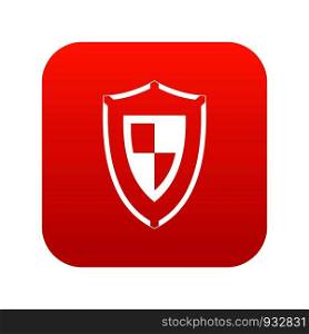 Shield icon digital red for any design isolated on white vector illustration. Shield icon digital red