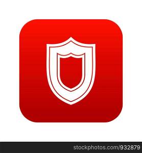 Shield icon digital red for any design isolated on white vector illustration. Shield icon digital red