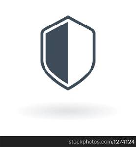 Shield icon in trendy flat style isolated