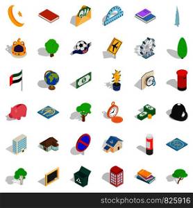 Shield icons set. Isometric style of 36 shield vector icons for web isolated on white background. Shield icons set, isometric style