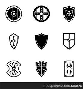 Shield icons set. Simple illustration of 9 shield vector icons for web. Shield icons set, simple style