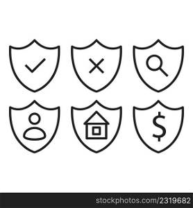 Shield icons signs in abstract style. Simple minimal pictogram. Business success. Vector illustration. stock image. EPS 10.. Shield icons signs in abstract style. Simple minimal pictogram. Business success. Vector illustration. stock image.