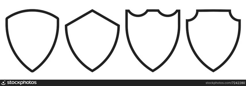 Shield line icon set. Vector isolated outline shield collection.
