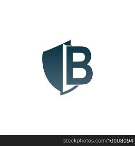 Shield logo icon with letter B beside design vector illustration