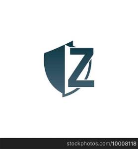 Shield logo icon with letter Z beside design vector illustration