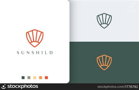 shield or defense logo in simple mono line and modern style
