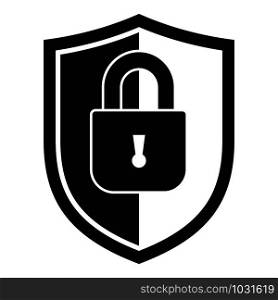 Shield protect security icon. Simple illustration of shield protect security vector icon for web design isolated on white background. Shield protect security icon, simple style