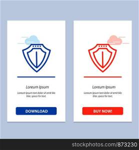 Shield, Protection, Locked, Protect Blue and Red Download and Buy Now web Widget Card Template